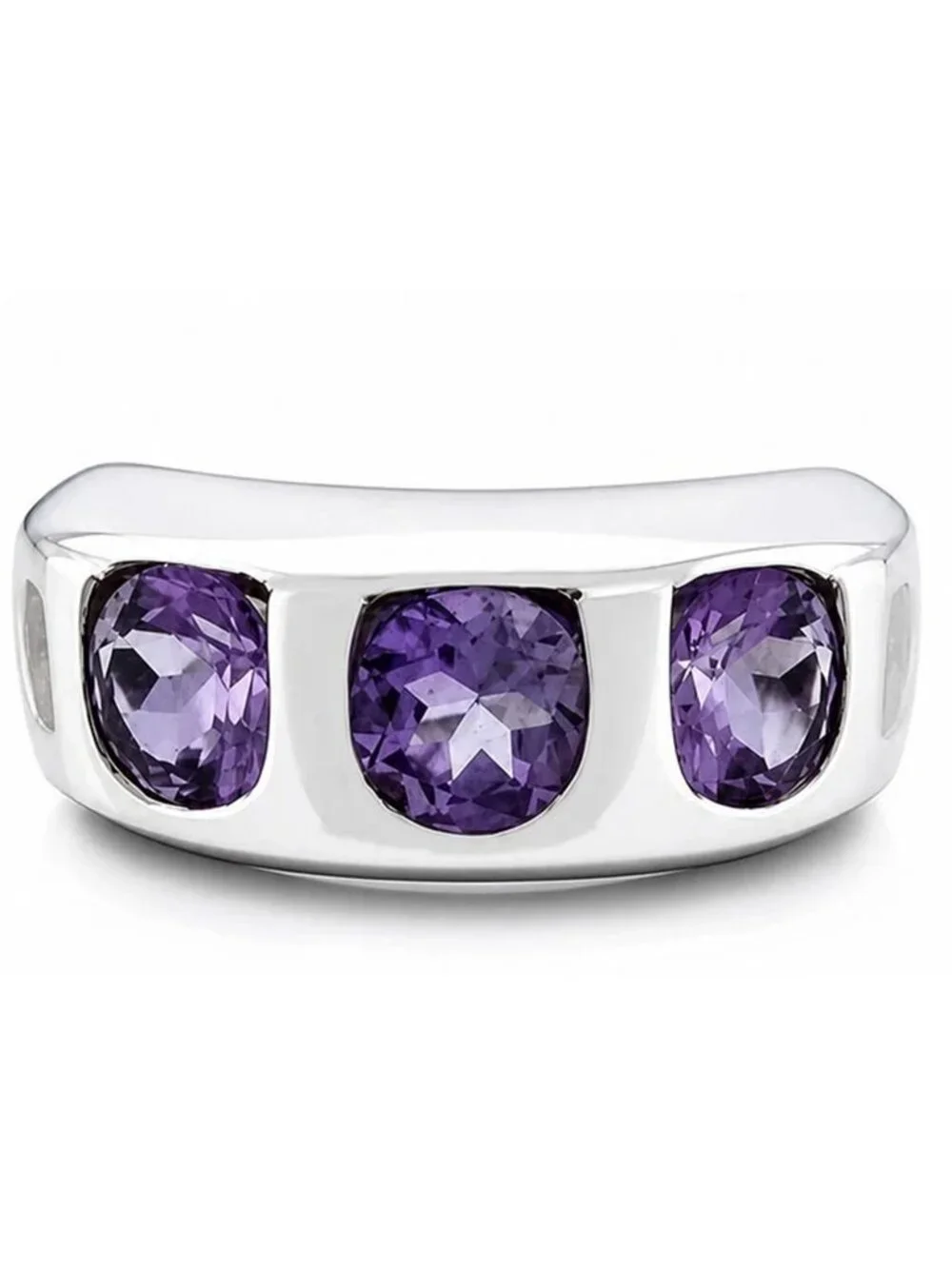 Genuine 2.25 Cts Amethyst Ring Solid .925 Sterling Silver